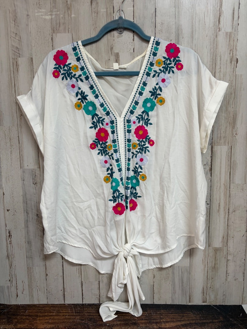 WHITE FSL EMBROIDERED TOP, LADIES M