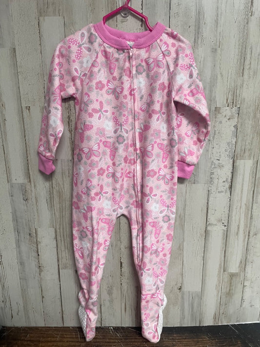 PINK PRINCESS ROSE BUTTERFLY FLEECE SLEEPER, GIRL 24M