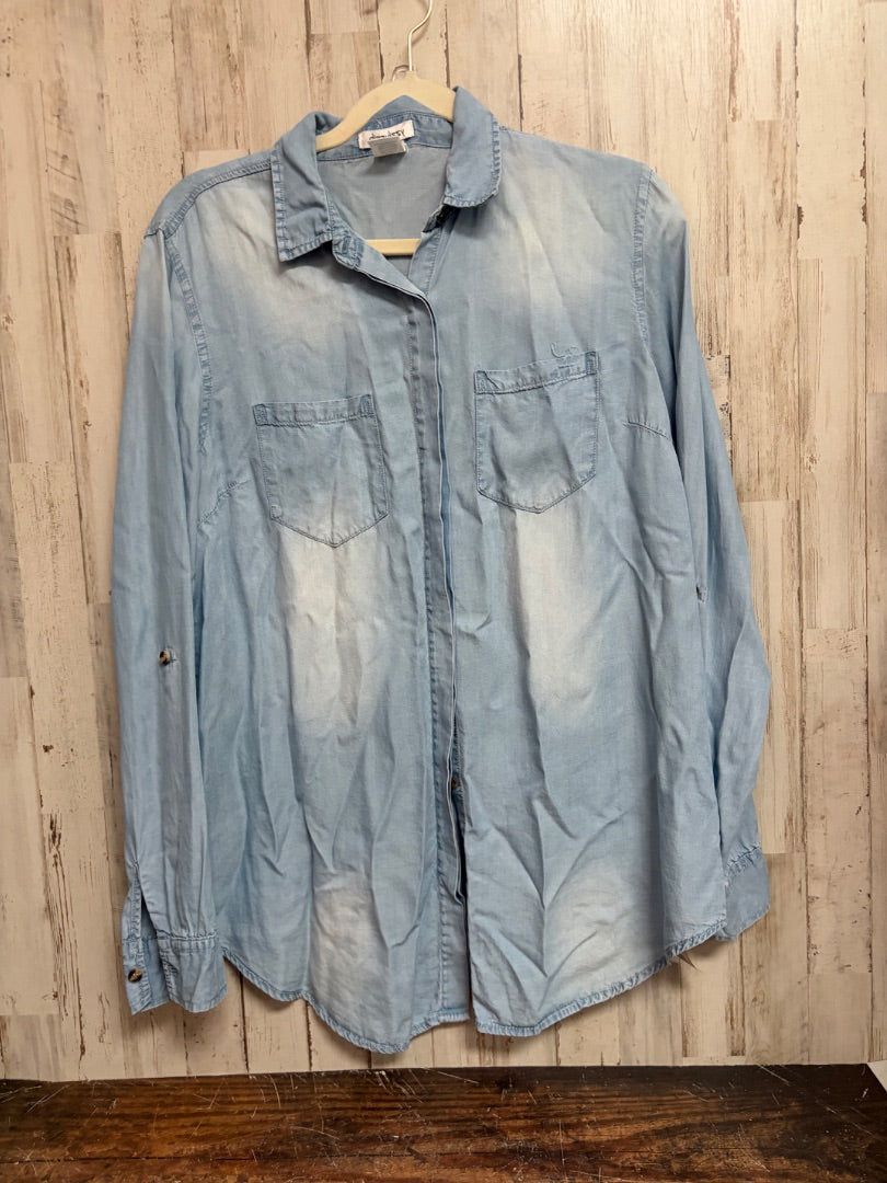 DENIM  BUTTON UP TOP, LADIES L