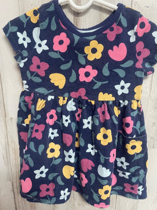 NAVY GARANIMALS FLOWER DRESS, GIRL 18M