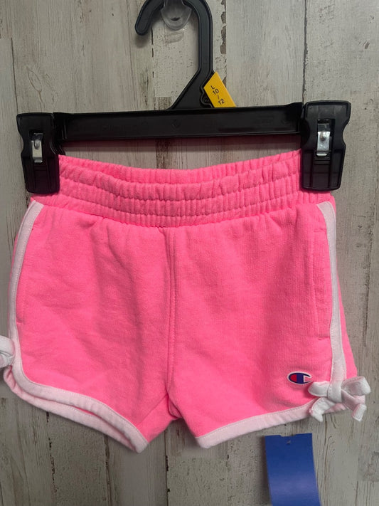 NEON PINK CHAMPION LOGO SHORTS, GIRL 2T