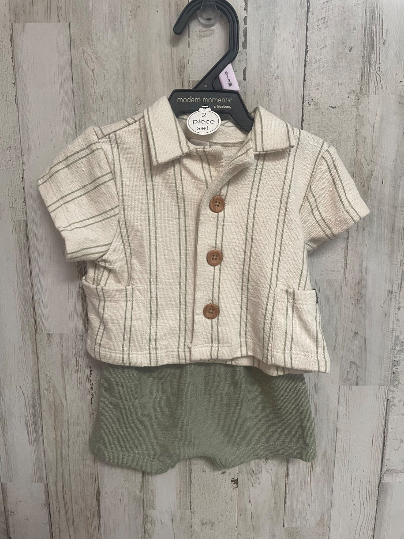 OLIVE/TAN MODERN MOMENTS NEW 2PC BUTTON SET, BOY 0/3M