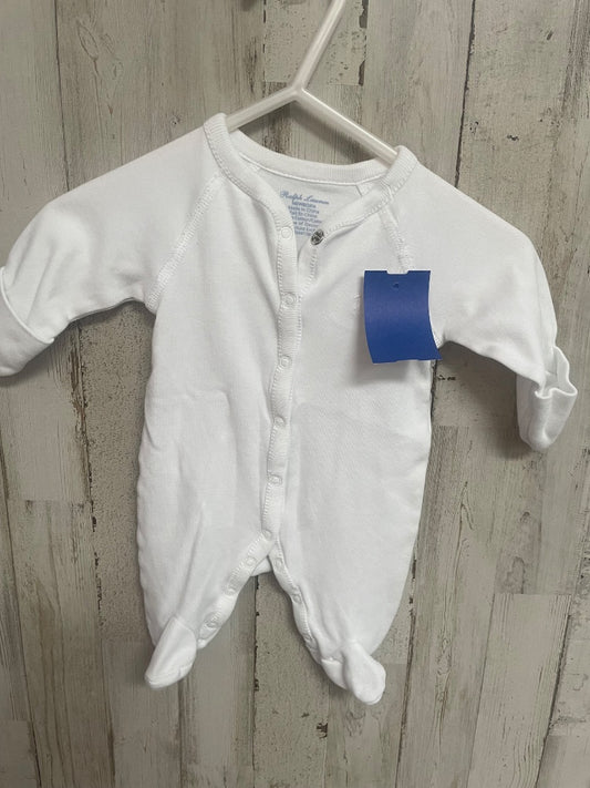 WHITE RALPH LAUREN LOGO SLEEPER, BOY NB