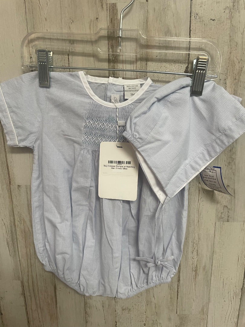 BLUE BOUTIQUE NEW SMOCKED BUBBLE AND HAT, BOY 3M