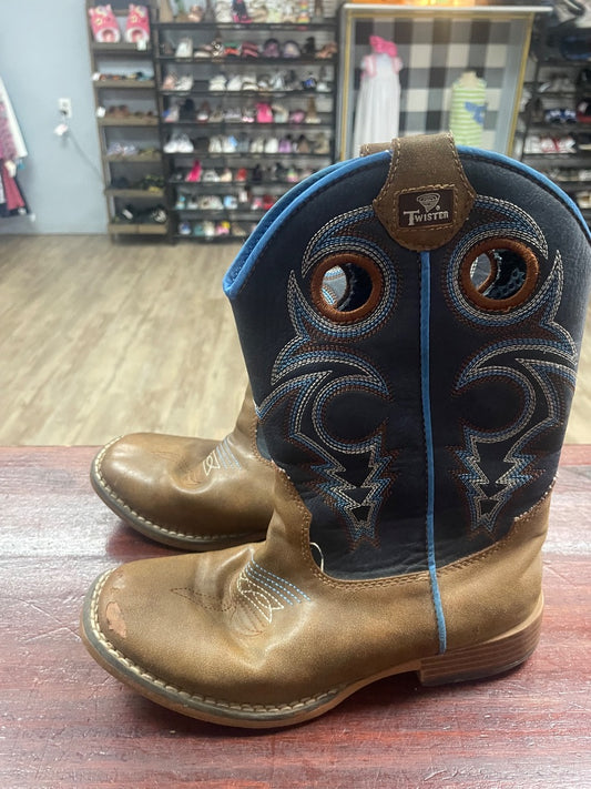 BROWN/NAVY TWISTER COWBOY BOOTS, SHOES Y1