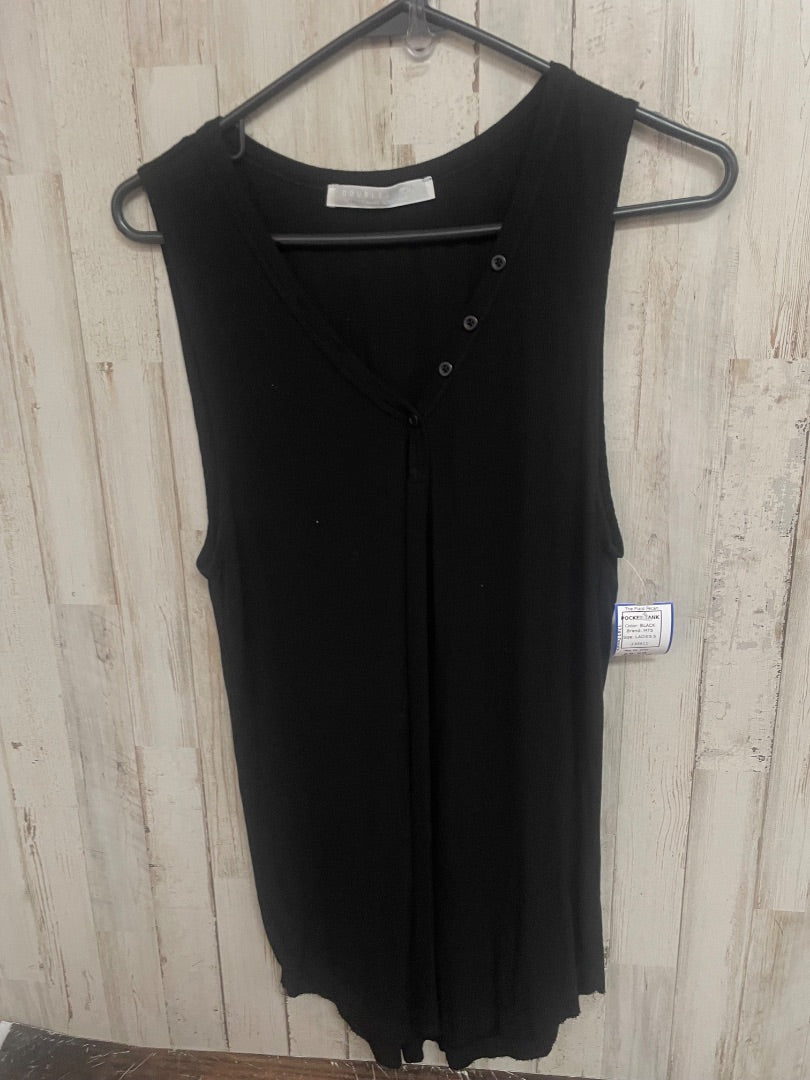 BLACK DOUBLE ZERO RIBBED BUTTON TANK, LADIES S
