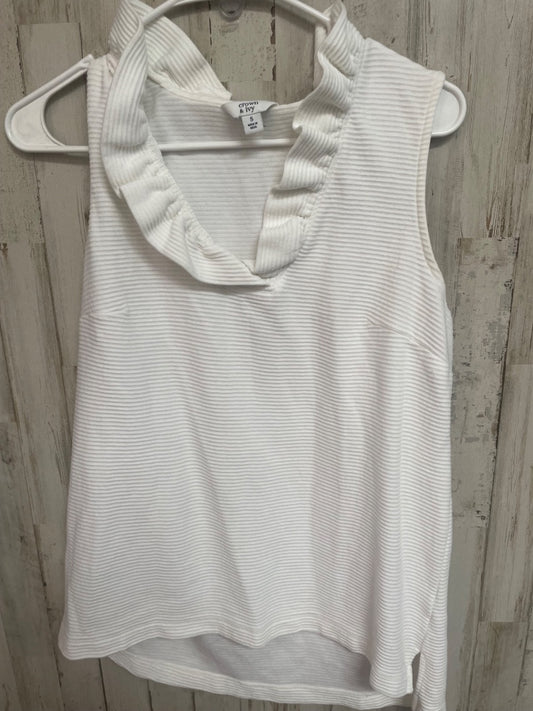 WHITE CROWN & IVY RIBBED RUFFLE COLLAR TANK, LADIES S