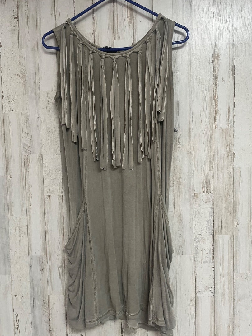 ACID WASHED OLIVE POL KNOT STRING TASSLE DRESS, LADIES S