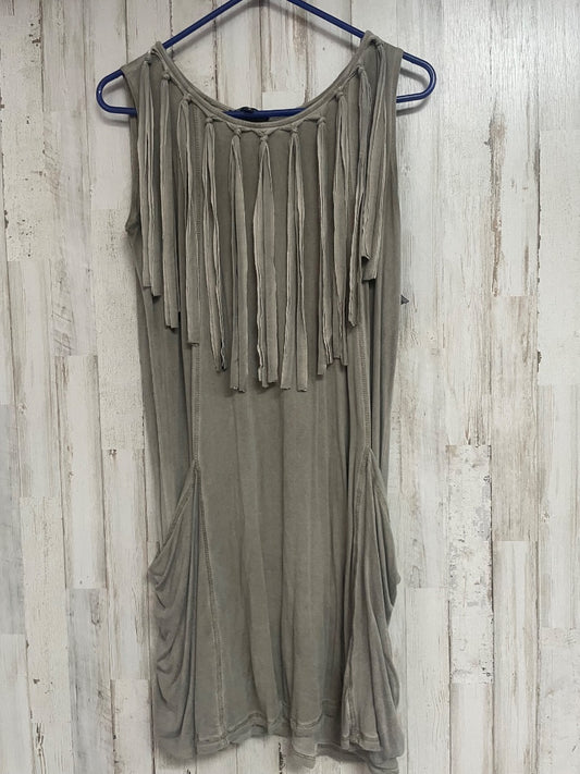 ACID WASHED OLIVE POL KNOT STRING TASSLE DRESS, LADIES S