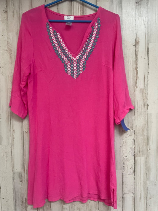 PINK CROWN & IVY MUSLIN EMBROIDERED NECK SWIM COVER, LADIES S