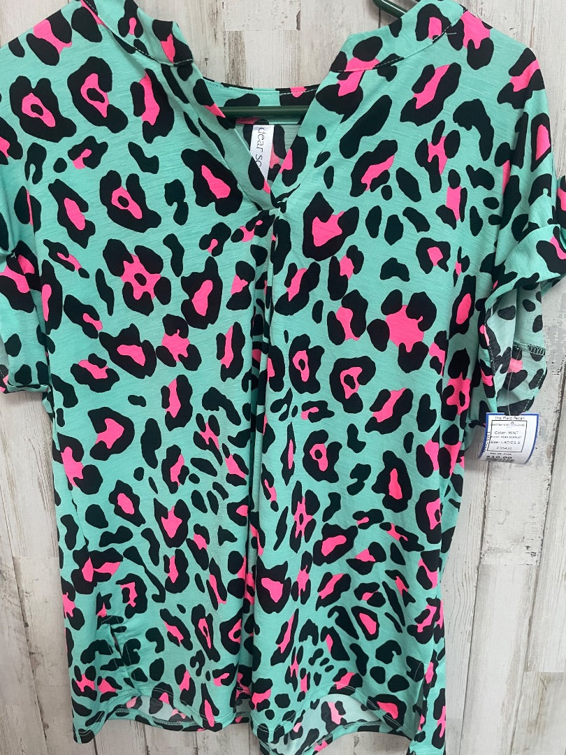 MINT DEAR SCARLET CHEETAH V NECK BLOUSE, LADIES S
