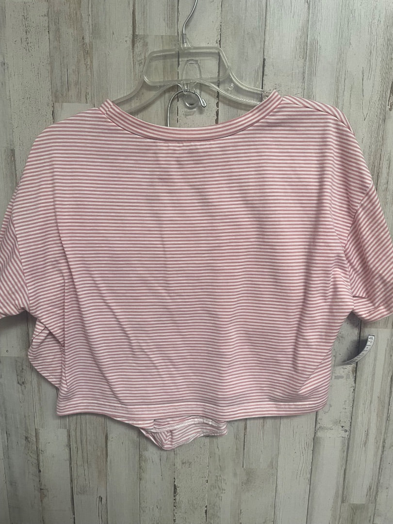 PINK/WHITE  STRIPE CROP 2PC PJ SET, LADIES M