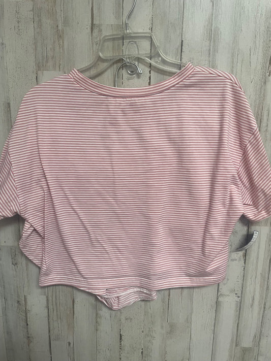 PINK/WHITE  STRIPE CROP 2PC PJ SET, LADIES M