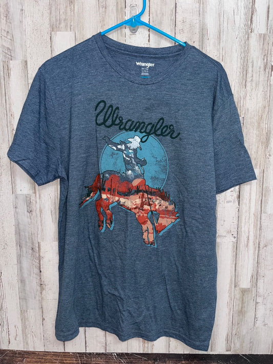 BLUE WRANGLER COWBOY LOGO TEE, LADIES L