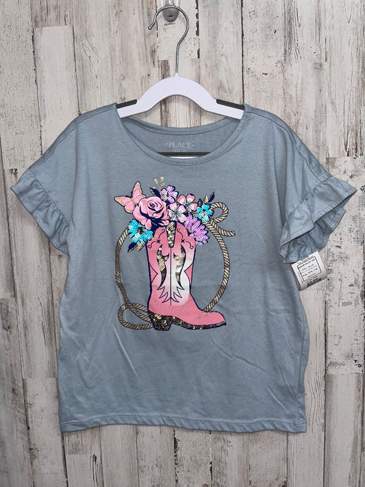BLUE CHILDRENS PLACE SEQUIN BOOT TEE, GIRL 7/8