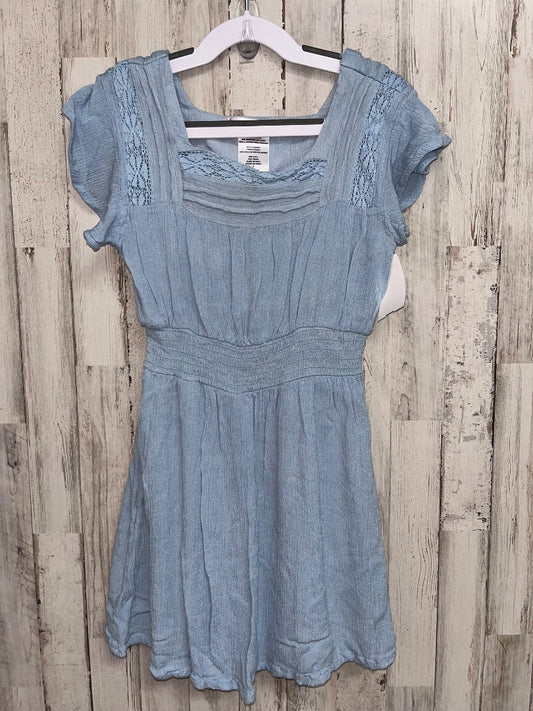 LIGHT BLUE LOVE SQUARED MUSLIN LACE TRIM DRESS, GIRL 7