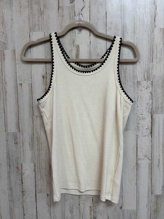 IVORY/BLACK  SCALLOP STITCH TANK, LADIES M