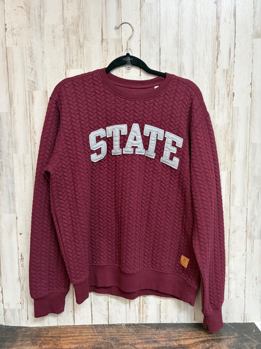 MAROON PRESSBOX QUILTED STATE SWEATSHIRT, LADIES L