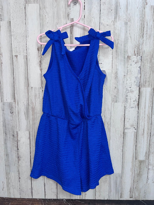 ROYAL BLUE SHEIN TEXTURE BOW ROMPER, GIRL 10