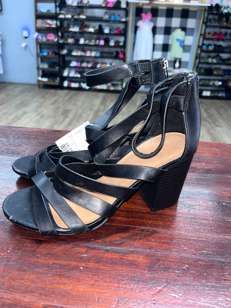 BLACK BAMBOO STRAPPY HEELS, SHOES A7