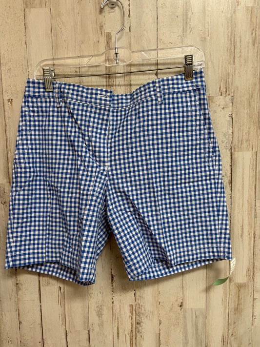 BLUE TALBOTS SZ8 PLAID SHORTS, LADIES M