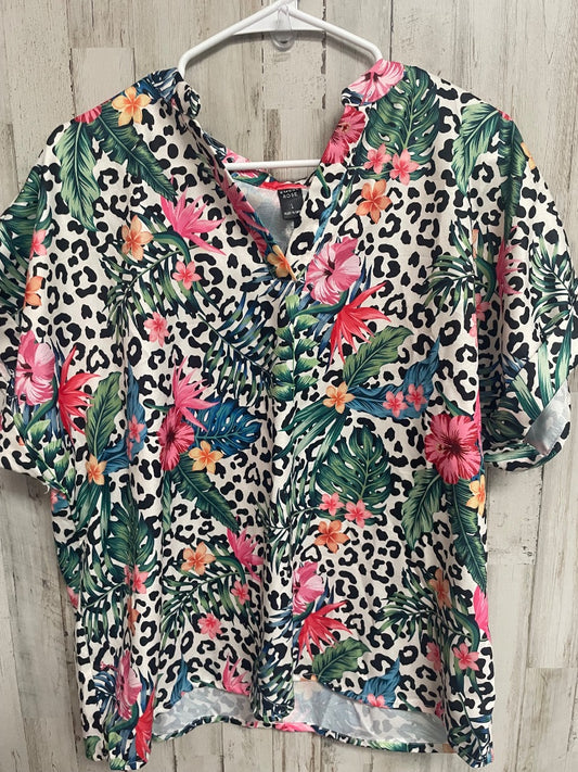 WHITE EMERY ROSE LEOPARD FLORAL TOP, LADIES L
