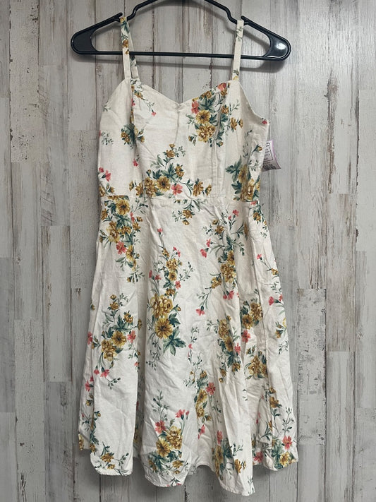 WHITE  LINEN FLORAL DRESS, LADIES S