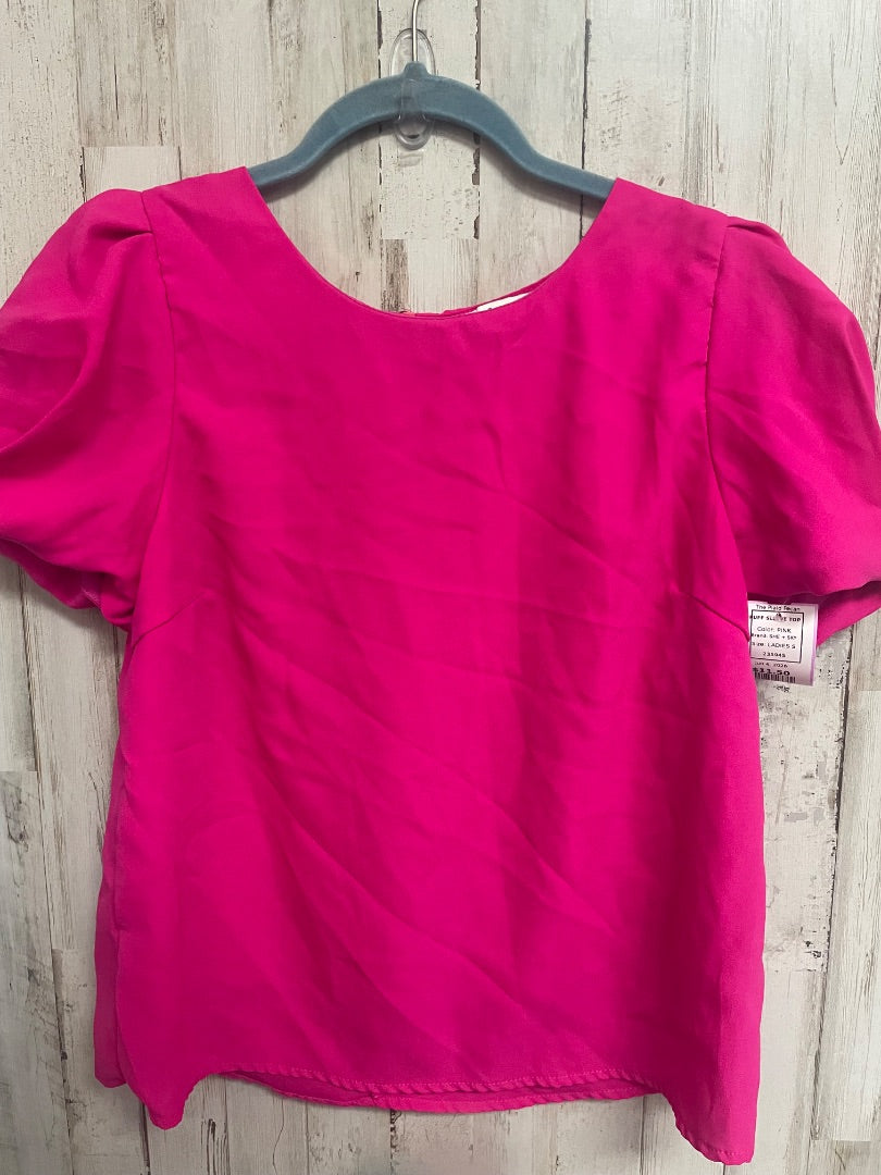 PINK SHE + SKY PUFF SLEEVE TOP, LADIES S