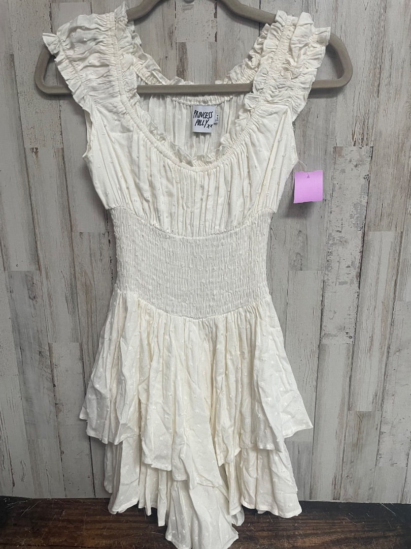 WHITE PRINCESS POLLY RUFFLE DOT ROMPER, LADIES XS