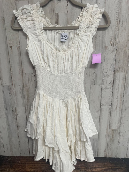 WHITE PRINCESS POLLY RUFFLE DOT ROMPER, LADIES XS