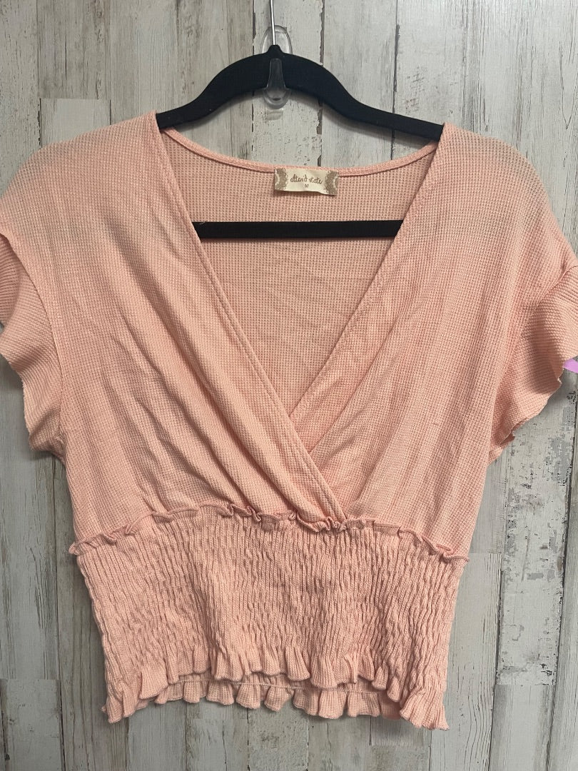 PEACH EN CREME WAFFLE SMOCK TEE, LADIES M