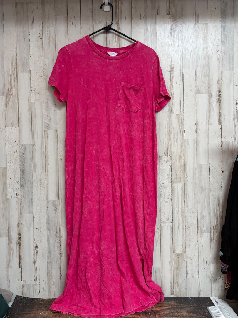 PINK TIME & TRU ACID WASH SHIRT DRESS, LADIES L