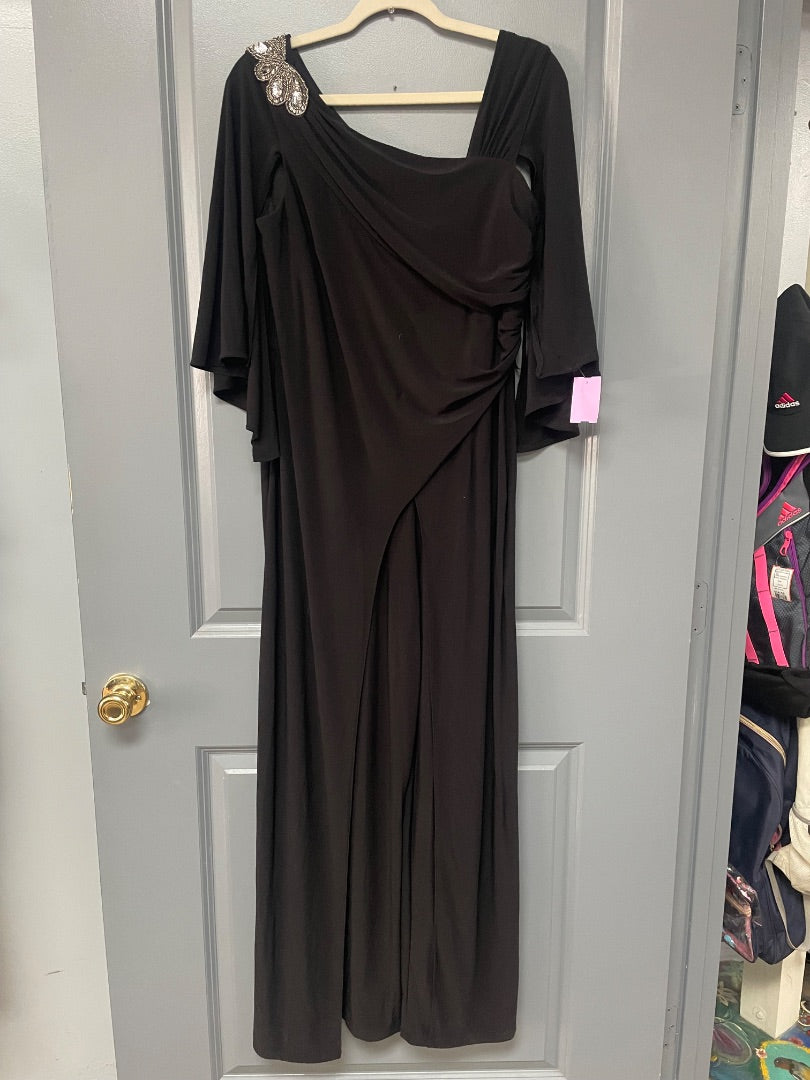 BLACK M&M RICHARDS EMBELLISHED SHOULDER ROMPER SZ 8, LADIES M