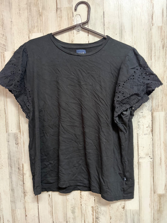 BLACK GAP EYELET SLEEVE TOP, LADIES L