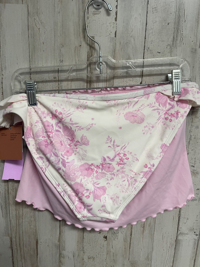 PINK SHADE & SHORE NEW 2PC FLORAL SWIM, LADIES L