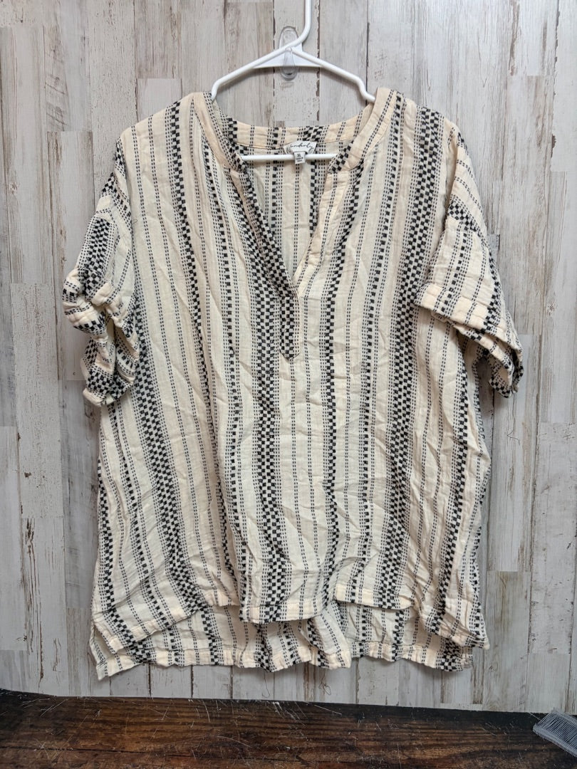 TAN WONDERLY MUSLIN PRINTED TOP, LADIES XL