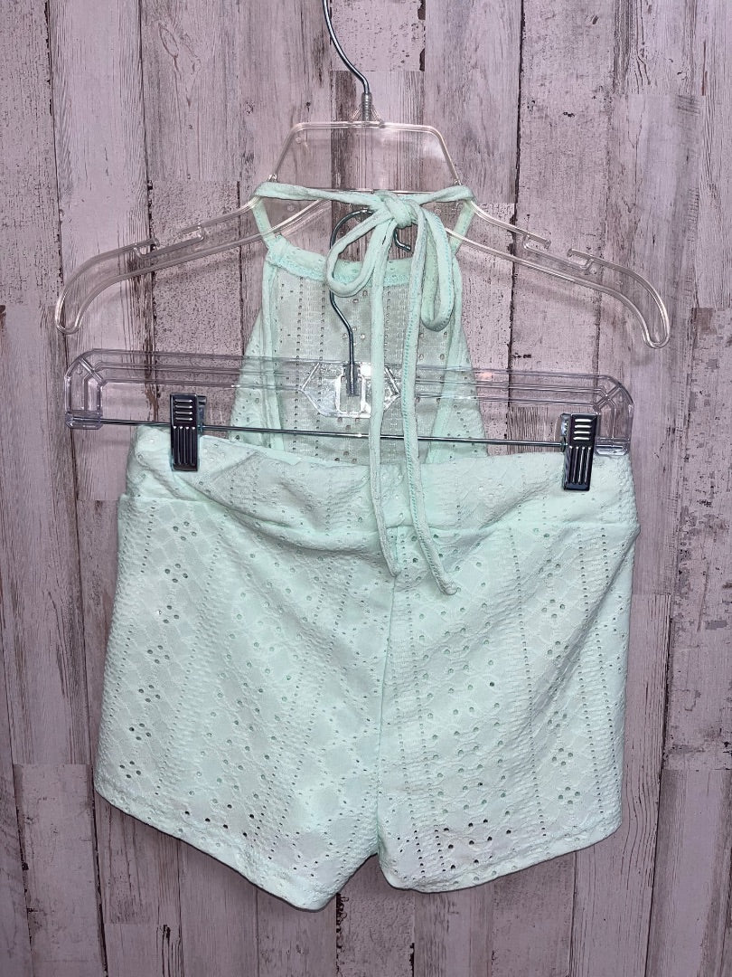 LIGHT GREEN SHEIN EYELIT 2PC SET, LADIES XS