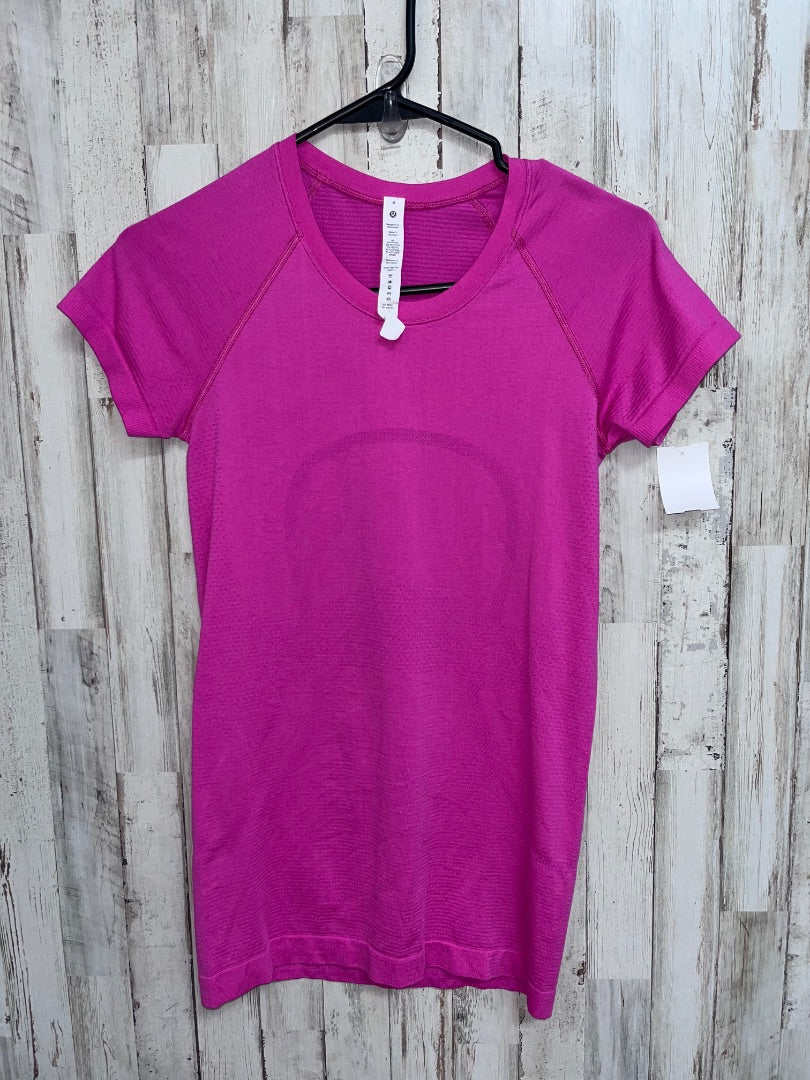BRIGHT PINK LULULEMON SZ 4 DRY FIT TECH TEE, LADIES S