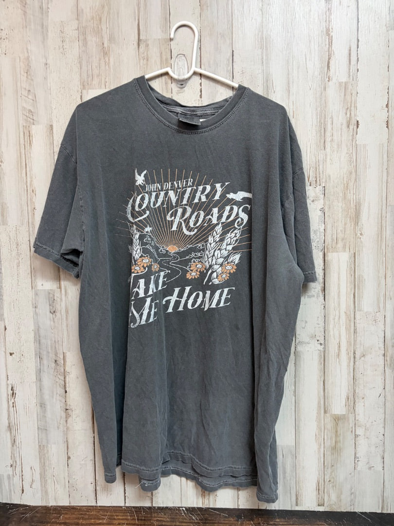 GREY COMFORT COLORS COUNTRY ROADS TEE, LADIES XL