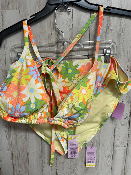 YELLOW WILD FABLE NEW FLORAL 2PC SWIM, LADIES 2X