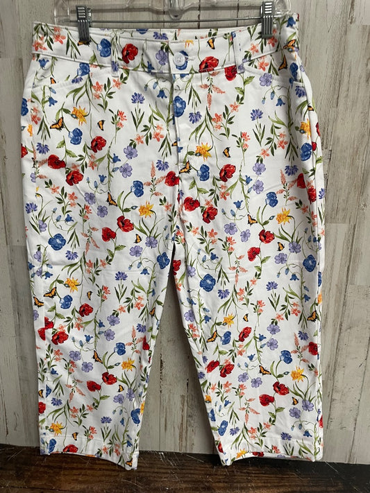 WHITE ST JOHN BAY SZ 12 FLORAL CAPRIS, LADIES L