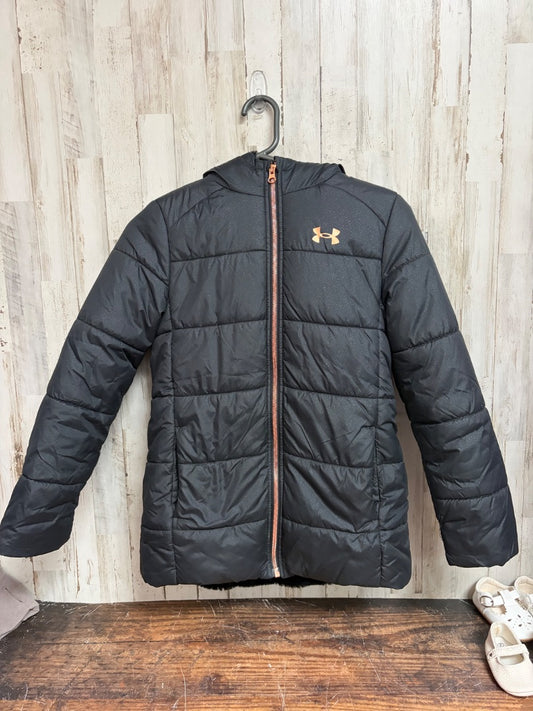 BLACK UNDER ARMOUR LOGO PUFFER JACKET, GIRL 10/12