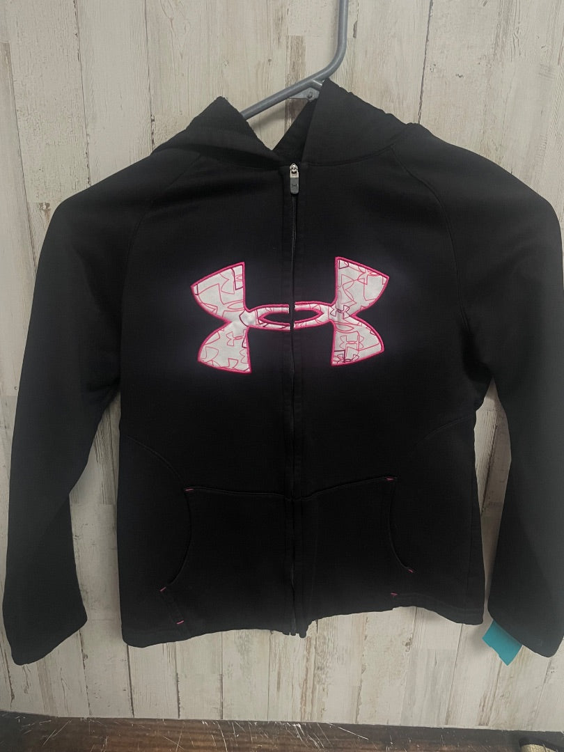 BLACK UNDER ARMOUR ZIP HOODIE, GIRL 8/10