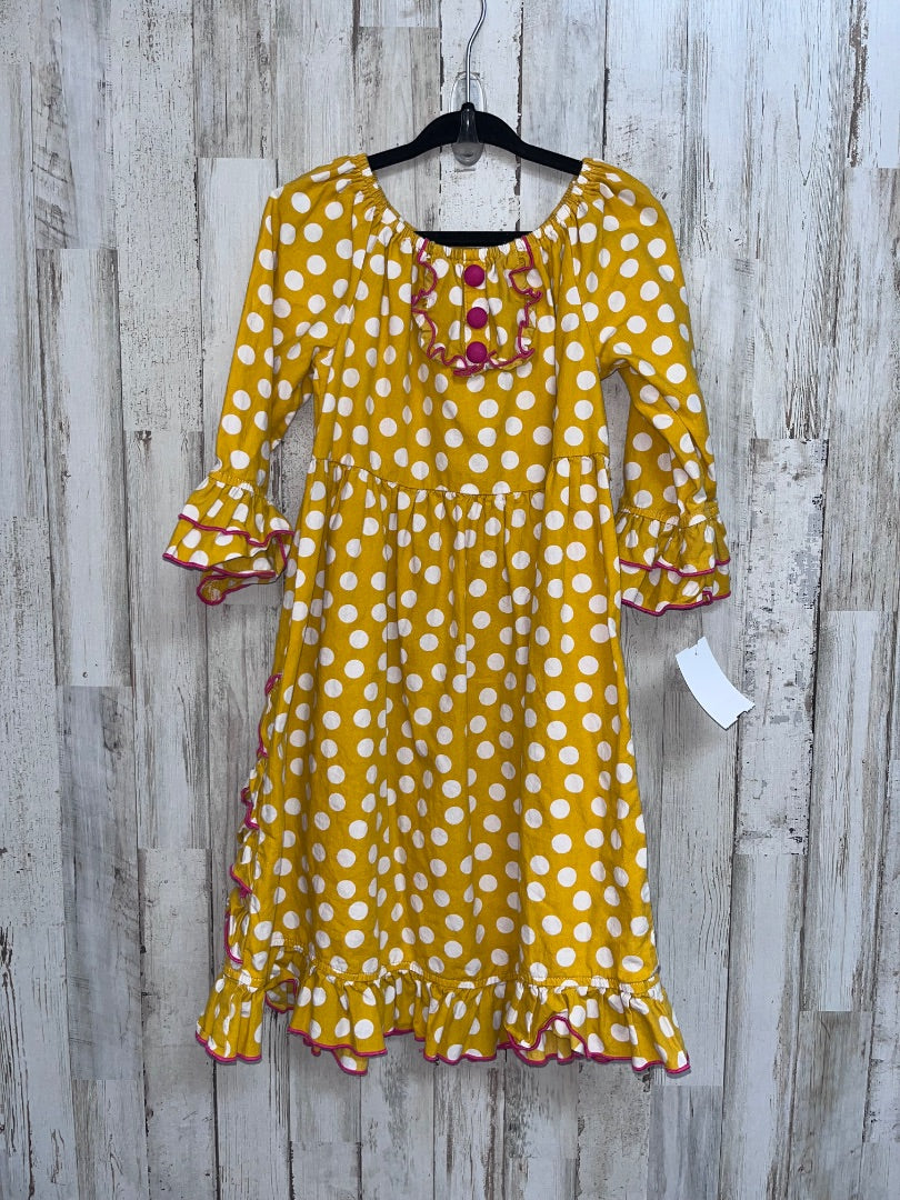 MUSTARD SAGE & LILLY DOTTED RUFFLE BUTTON DRESS, GIRL 5T