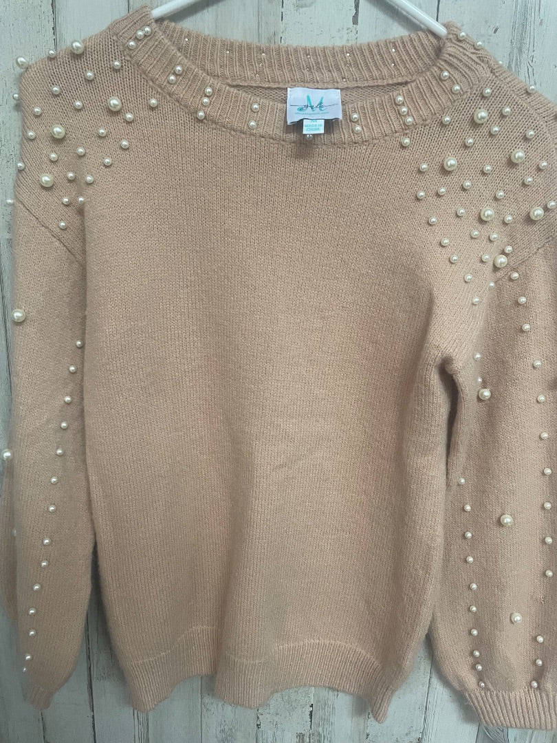 TAN SHOP THE MINT PEARL KNIT SWEATER, GIRL 10/12