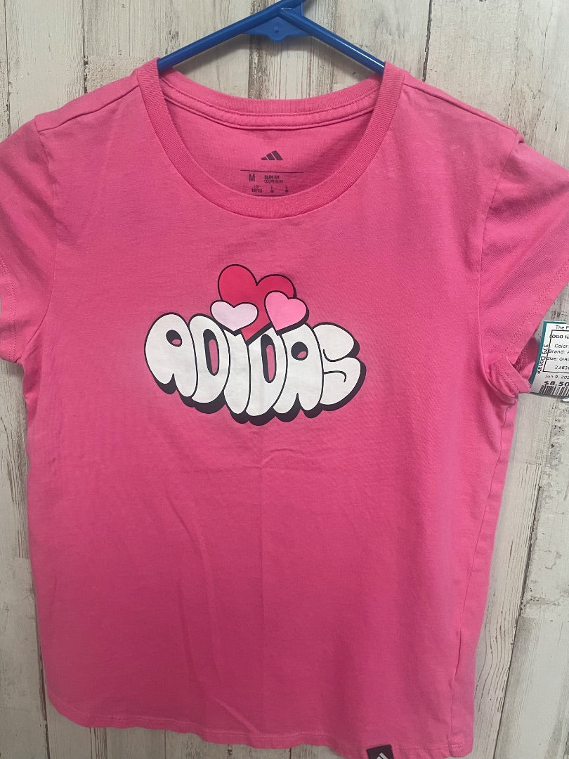 PINK ADIDAS LOGO HEART TEE, GIRL 10/12