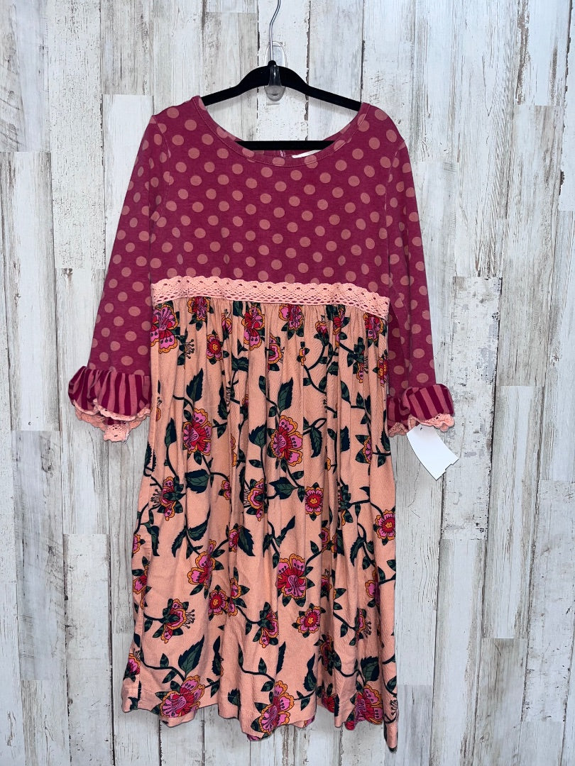 MAROON MATILDA JANE DOTTED FLORAL TIER DRESS, GIRL 8