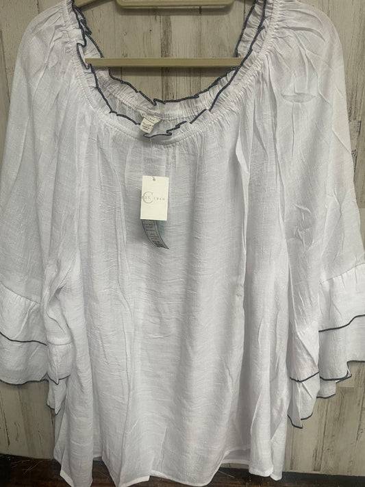 WHITE CATO NEW TIER SLEEVE BLOUSE 26/28, LADIES 3X