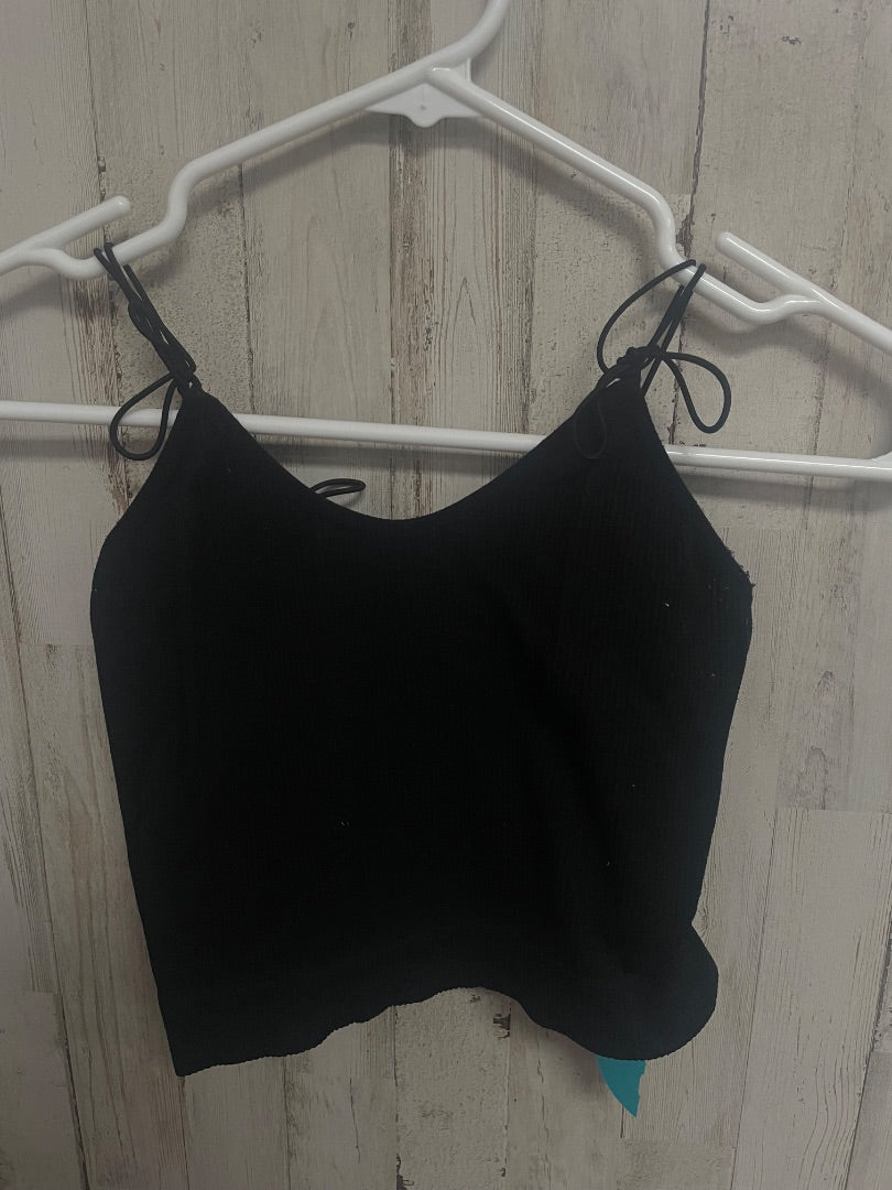 BLACK  RIBBED CROP TANK, LADIES L