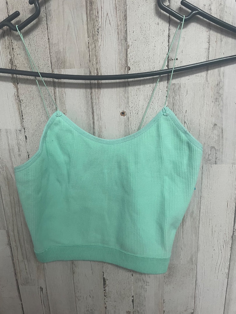 TEAL  RIBBED CROP TANK, LADIES L